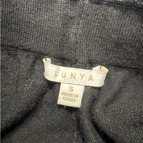 Lunya Small Cotton Silk Pants Black Wide Leg High Rise - Picture 4 of 10